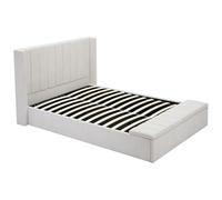 Vente-unique - Lit Coffre 140 x 190 cm avec Banc - Tissu - Beige - DOUINO
