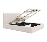 Vente-unique - Lit Coffre 140 x 190 cm avec tête de lit Coutures Verticales - Tissu - Beige - avec Matelas Essentiel - KILACLO