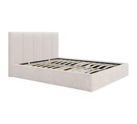 Lit coffre 140 x 190 cm avec tête de lit coutures verticales - Tissu - Beige - KILACLO