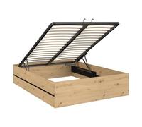 Lit coffre 140 x 190 cm - Coloris : Naturel et noir - LUDARO