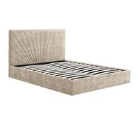 Vente-unique - Lit Coffre 140 x 190 cm - Tissu texturé - Beige - RIBIOLA