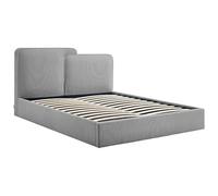 Vente-unique - Lit Coffre 140 x 190 cm - Velours côtelé - Gris - NAYOLA