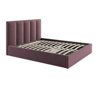 Vente-unique - Lit Coffre 160 x 200 cm avec tête de lit Coutures Verticales - Tissu - Bordeaux - KILACLO