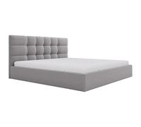 Vente-unique - Lit coffre 200 x 200 cm - Tissu - Gris - ELIAVA