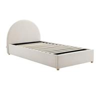 Vente-unique - Lit Coffre 90 x 190 cm - Velours côtelé - Beige - LIRIMO