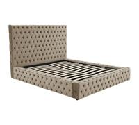 Lit coffre chesterfield 180 x 200 cm - Velours - Taupe - DULENI