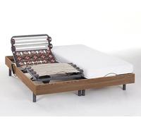 Vente-unique - Lit électrique de Relaxation Lattes et plots + Matelas Accueil Latex - 2 x 80 x 200 cm - Chêne - Pandora II de YSMÉE