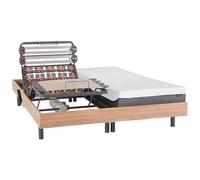 Vente-unique - Lit électrique de Relaxation Lattes et plots + Matelas mémoire de Forme - 2 x 80 x 200 cm - Chêne - DIONYSOS de YSMÉE