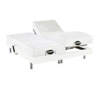 Vente-unique - Lit électrique de Relaxation Tout plots + Matelas mémoire de Forme et Bambou - 2 x 80 x 200 cm - Blanc - Lysis III de NATUREA