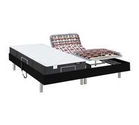 Lit électrique relaxation tout plots matelas ressorts ensachés et mémoire forme PHANES de DREAMEA - moteurs OKIN - Noir - 2 x 70 x 190 cm