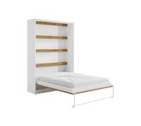Lit escamotable 140 x 200 cm - Ouverture verticale manuelle - Avec LEDs - Blanc et naturel - RAPILI