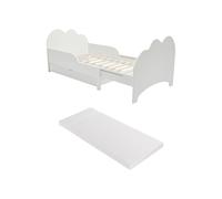 Vente-unique - Lit évolutif 90 x 140/170/200 cm avec tiroir - Pin et MDF - Blanc + Matelas - TEONIA - pour Enfant