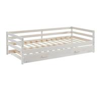 Vente-unique - Lit gigogne 2 x 90 x 190 cm - Pin Massif et MDF - Blanchi à la Chaux - Aedan II