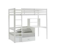 Vente-unique - Lit Mezzanine 90 x 200 cm avec Bureau, Sofa Convertible et rangements - Pin et MDF - Blanc - Goliath III - pour Enfant