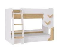 Vente-unique - Lits superposés 2 x 90 x 190 cm - Blanc et Naturel - PILATI -