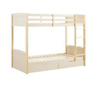 Vente-unique - Lits superposés 2 x 90 x 200 cm - 2 tiroirs - Pin et MDF - Beige et Naturel - LIMODARA - pour Enfant