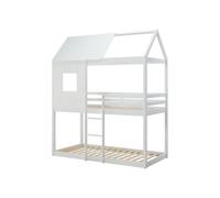 Lits superposés cabane 2 x 90 x 190 cm - Pin et MDF - Blanc - LIDOVARA