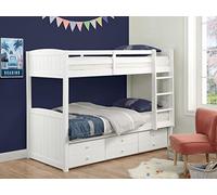 Lits superposés séparables ANCHISE II - 2 x 90 x 190 cm - Avec rangements - Pin blanc