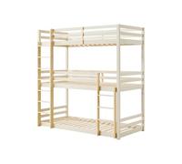 Vente-unique - Lits superposés Triple - 3 x 90 x 200 cm - Pin - Beige et Naturel - VAGAR - pour Enfant