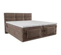Vente-unique - Lodi de Palacio - Ensemble complet lit à sommier tapissier capitonné + Sommier électrique + Matelas + Surmatelas - 2 x 80 x 200 cm - Tissu - Marron