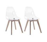 Vente-unique - Lot de 2 chaises Audra - Polycarbonate et Hêtre - Transparent - Salle à Manger - Scandinave