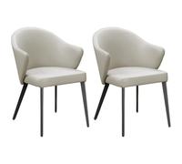 Vente-unique - Lot de 2 chaises avec accoudoirs en Cuir et Acier Noir - Beige - MIBELLY de Maison Céphy - Salle à Manger