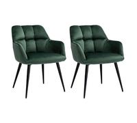 Vente-unique - Lot de 2 chaises avec accoudoirs - Velours et métal - Vert - PEGA - Salle à Manger