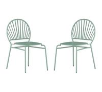Vente-unique - Lot de 2 chaises de Jardin empilables en métal - Vert Amande - CEDEIRA de MYLIA