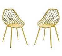 Vente-unique - Lot de 2 chaises de Jardin en polypropylène avec Pieds en métal - Jaune Moutarde - Malaga de MYLIA