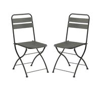 Vente-unique - Lot de 2 chaises de Jardin Pliantes en métal - Gris Anthracite - MIRMANDE de MYLIA