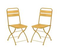 Vente-unique - Lot de 2 chaises de Jardin Pliantes en métal - Jaune Moutarde - MIRMANDE de MYLIA