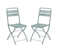 Vente-unique - Lot de 2 chaises de Jardin Pliantes en métal - Vert Amande - MIRMANDE de MYLIA