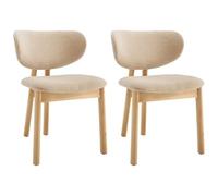 Vente-unique - Lot de 2 chaises en Tissu et Bois d'hévéa - Beige - FALDRA - Salle à Manger