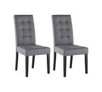 Lot de 2 chaises en tissu et bois - Gris - VILLOSA