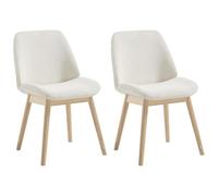 Vente-unique - Lot de 2 chaises en Tissu texturé et Bois d'hévéa - Créme - LEYADA - Salle à Manger - Scandinave