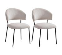 Lot de 2 chaises en velours côtelé et métal noir - Beige - ALAYIS