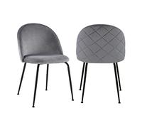 Lot de 2 chaises en velours et acier inoxydable noir - Gris - MELBOURNE