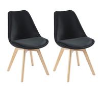 Vente-unique - Lot de 2 chaises en Velours et hêtre - Noir - Jody - Salle à Manger - Scandinave