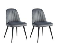Vente-unique - Lot de 2 chaises en Velours et métal Noir - Gris - Eleana - Salle à Manger