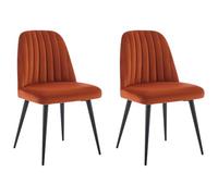 Vente-unique - Lot de 2 chaises en Velours et métal Noir - Terracotta - Eleana - Salle à Manger