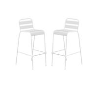 Vente-unique - Lot de 2 chaises Hautes de Jardin empilables en métal - Blanc - MIRMANDE de MYLIA