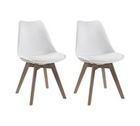 Vente-unique - Lot de 2 chaises Jody - Polypropyléne et Hêtre - Blanc - Salle à Manger - Scandinave