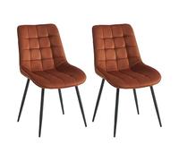 Vente-unique - Lot de 2 chaises matelassées - Velours et métal Noir - Terracotta - OLLUA - Salle à Manger