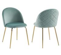 Lot de 2 chaises - Velours et métal doré - Vert sauge - MELBOURNE Vert clair
