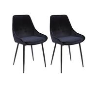 Vente-unique - Lot de 2 chaises - Velours et métal Noir - Noir - MASURIE - Salle à Manger