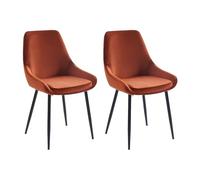 Vente-unique - Lot de 2 chaises - Velours et métal Noir - Terracotta - MASURIE - Salle à Manger