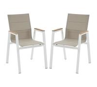 Lot de 2 fauteuils de jardin empilables en aluminium et textilène - Blanc - LIOUS de MYLIA