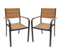 Vente-unique - Lot de 2 fauteuils de Jardin empilables en Aluminium - Naturel Clair et Anthracite - NYROS de MYLIA