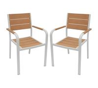 Lot de 2 fauteuils de jardin empilables en aluminium - Naturel clair et blanc - NYROS de MYLIA