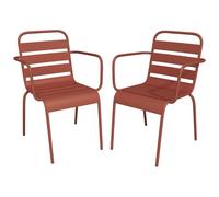 Lot de 2 fauteuils de jardin empilables en métal - Terracotta - MIRMANDE de MYLIA